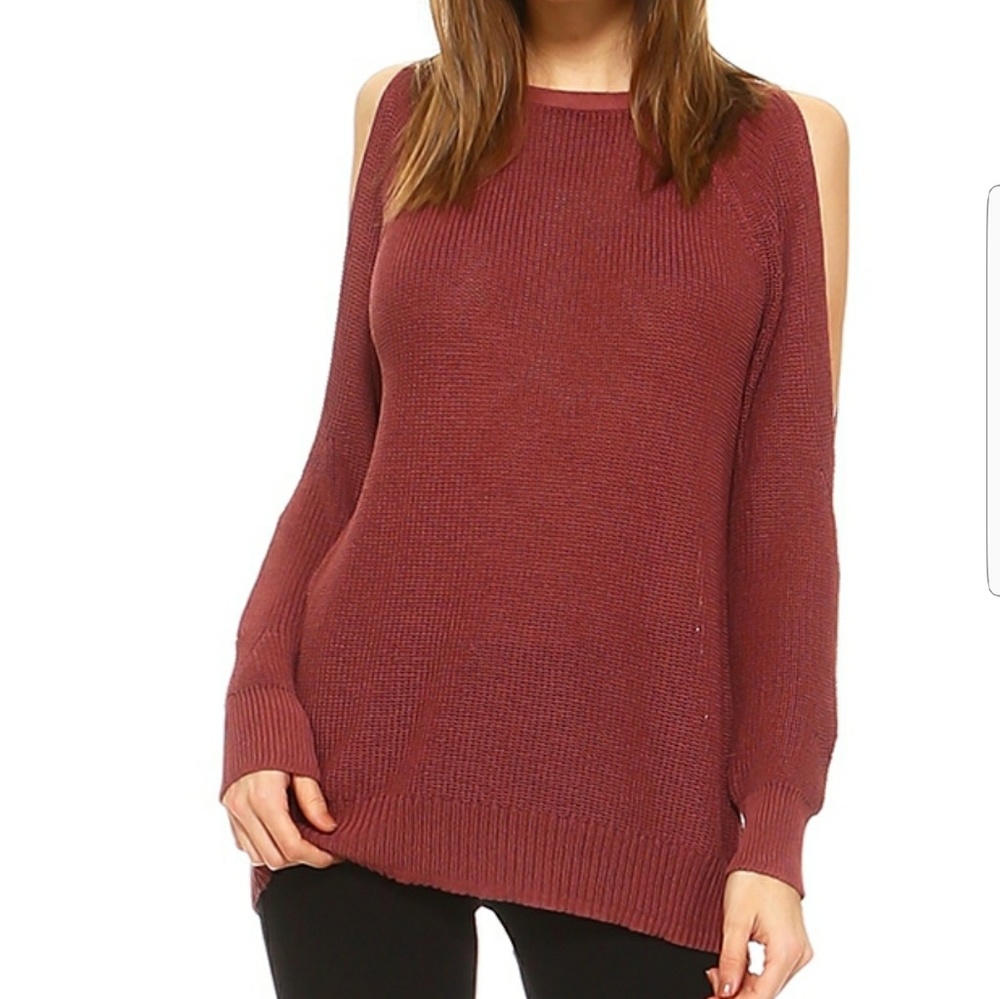 Rust - Cold Shoulder Sweater
